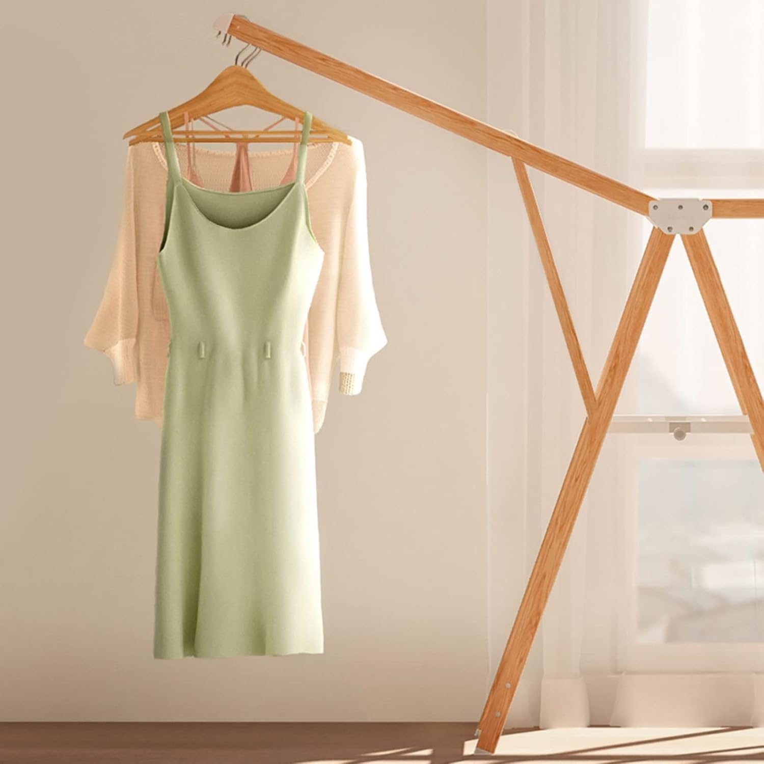 Foldable Clothes Drying Rack - Double-Layer Aluminum Alloy Clothes Airer for Indoor/Outdoor Use, Adjustable Height, Space-Saving Design, Perfect for Drying Quilts and Garments