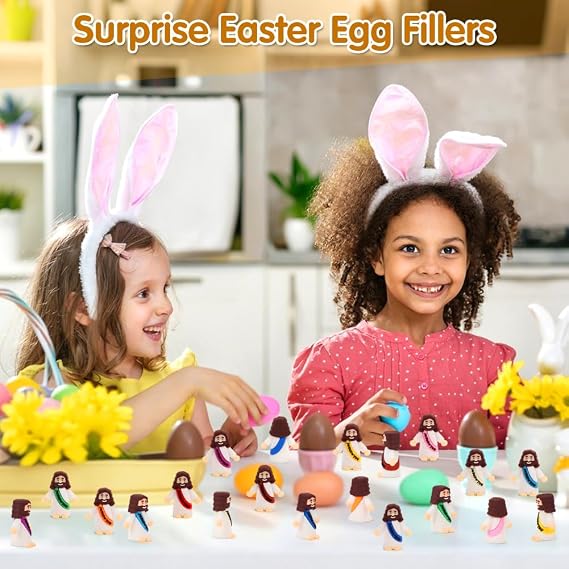 Siwarm 50 Pcs Little Jesus Figures, Jesus Loves You Figures, Mini Jesus Figurines in Bulk for Easter Egg Fillers, Multicolor Tiny Baby Jesus Figures, Miniature Figurines for Religious Gifts