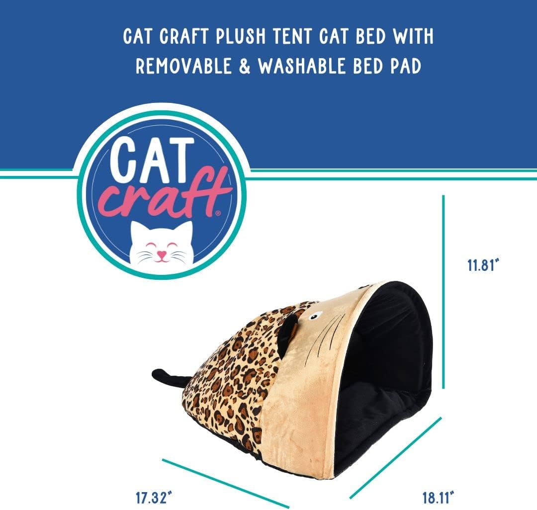 review Cat Craft Plush Cave Cat Bed with Crinkle Sound, Cheetah