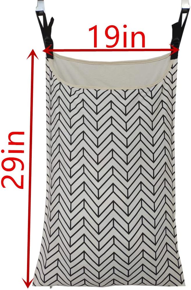 Adjustable Space Saving Door Hanging Laundry Hamper Bag Dorm Laundry Bag,Wide Open Top Over The Door Laundry Hamper with Free Hanging Hooks image 3
