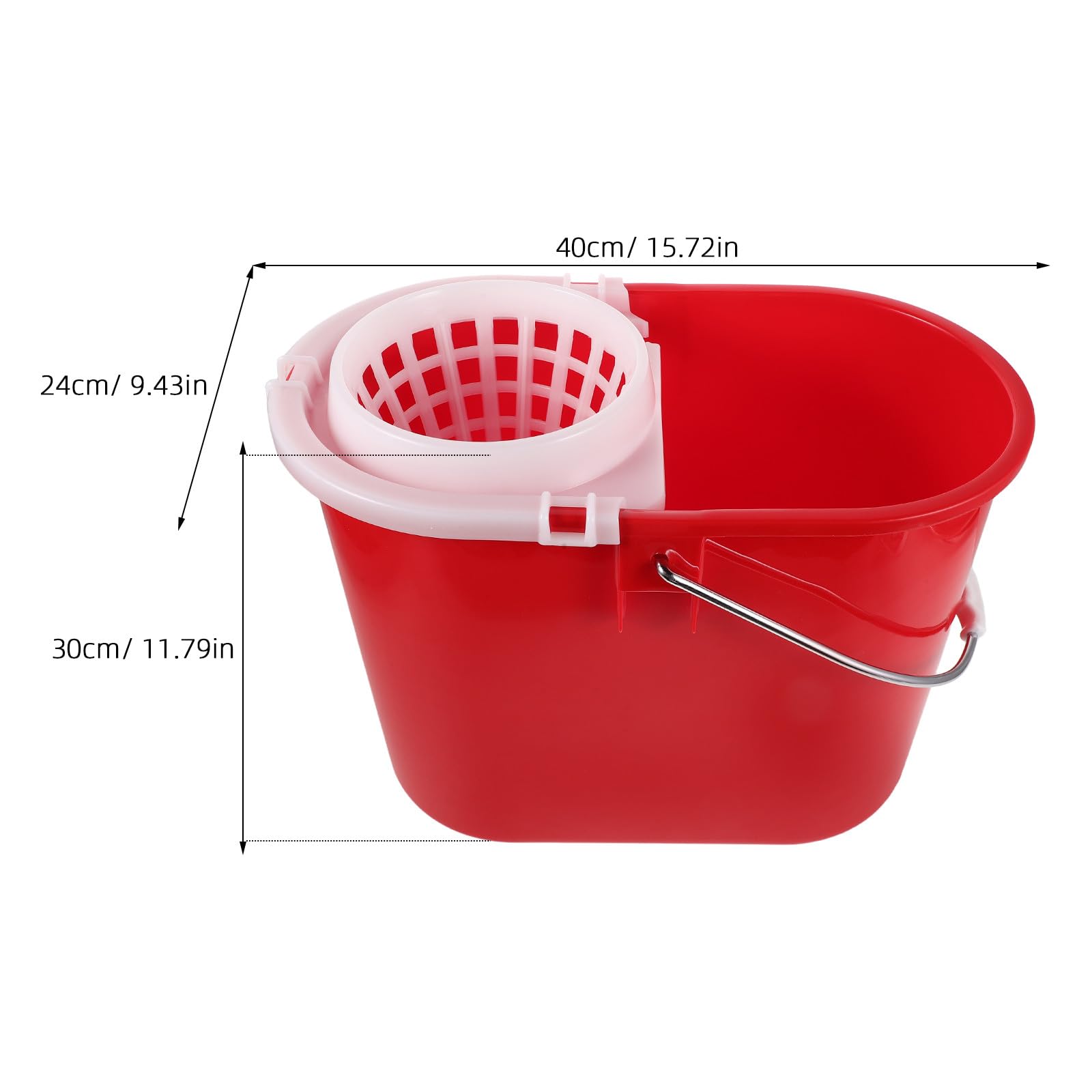 Secchio Lavapavimenti Rosso in Plastica per Mop Tondo | Compatibilità Multiuso, Design che Riduce la Fatica, per Pulizie su Larga Scala e Uso Igienico Professionale