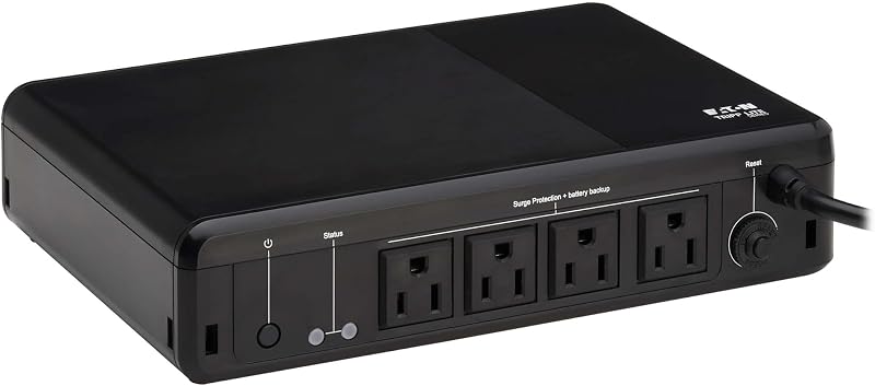 Eaton Tripp Lite BC600R 600VA Small UPS 300W Battery Backup Surge Protector | 4 Outlets, Home & Office, 5ft Extension Cord, 190 Joules, 3-Year Warranty