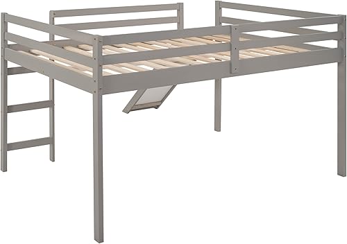 Miniatura 23 de Harper & Bright Designs Cama tipo loft individual con tobogán, marco de cama individual con escalera y barandilla de alta seguridad, marco de cama