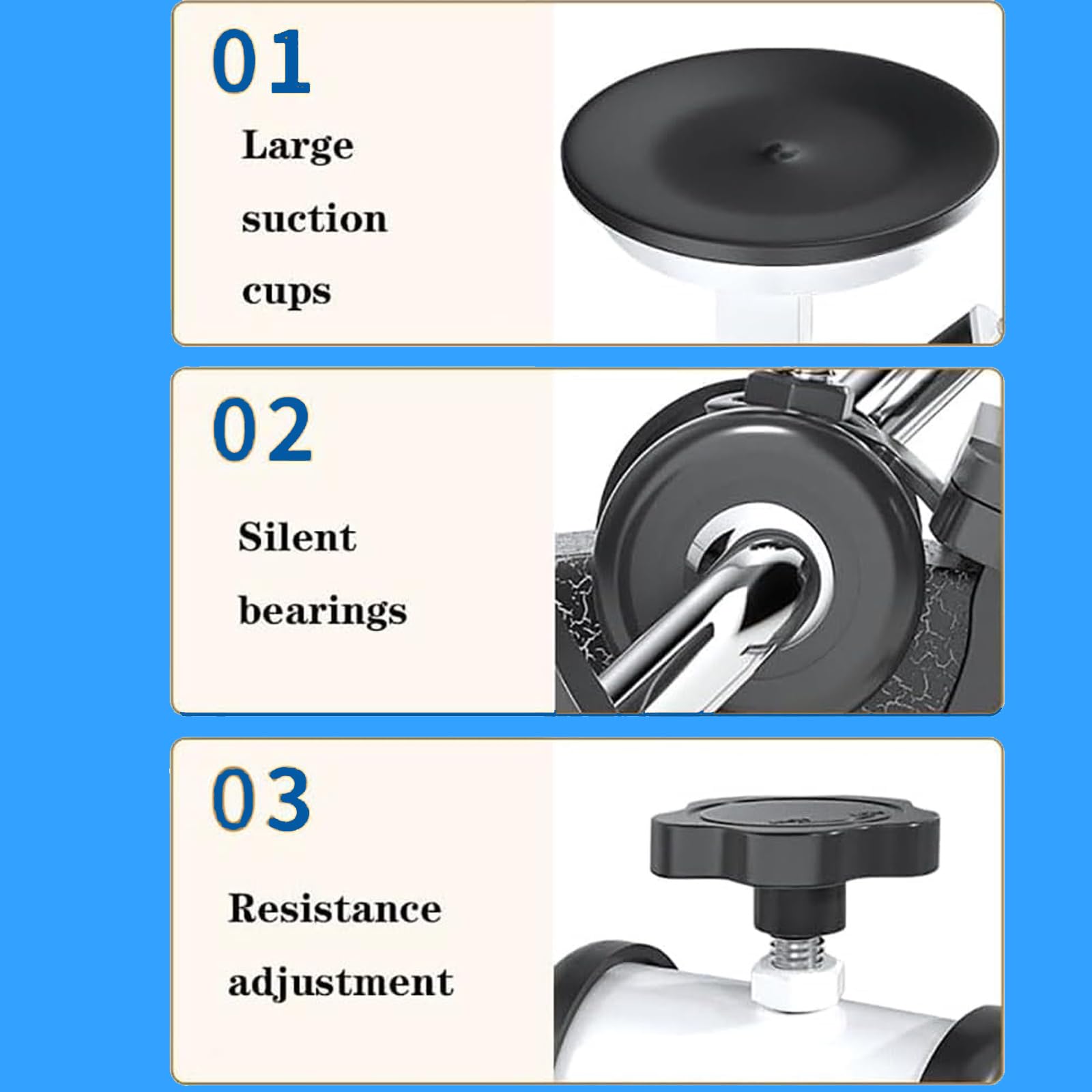 Rowerek stacjonarny, ręczny rower treningowy z ergonomicznym uchwytem i stabilną, mocną przyssawką, regulowany opór, odpowiedni do ćwiczeń ramion i barków w domu/biurze