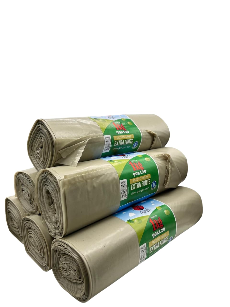 Sacchi pattumiera 18 rotoli 90x120 circa 18kg Ambra, ogni rotolo contiene 7pz, 65my