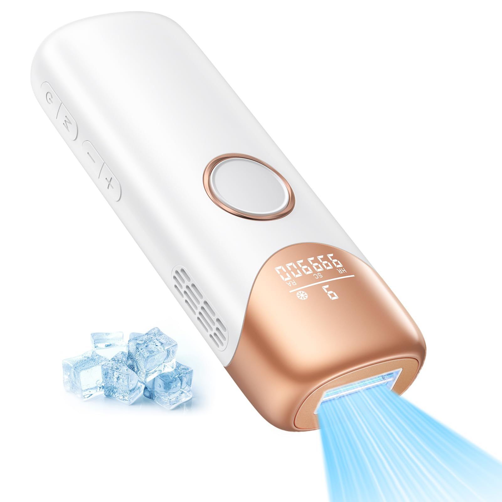 Prettivo IPL Depiladora Laser con Función de Enfriamiento por Hielo, 3 en 1 Depiladora de Luz Pulsada con 9 Niveles de Energía, 999.900 Luz Pulsada para la Laser Depilacion en ingles, cara y cuerpo