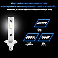 Vista 3 de Bombillas H1, 6000 K blanco frío, bombillas antiniebla superbrillantes, fácil instalación, paquete de 2