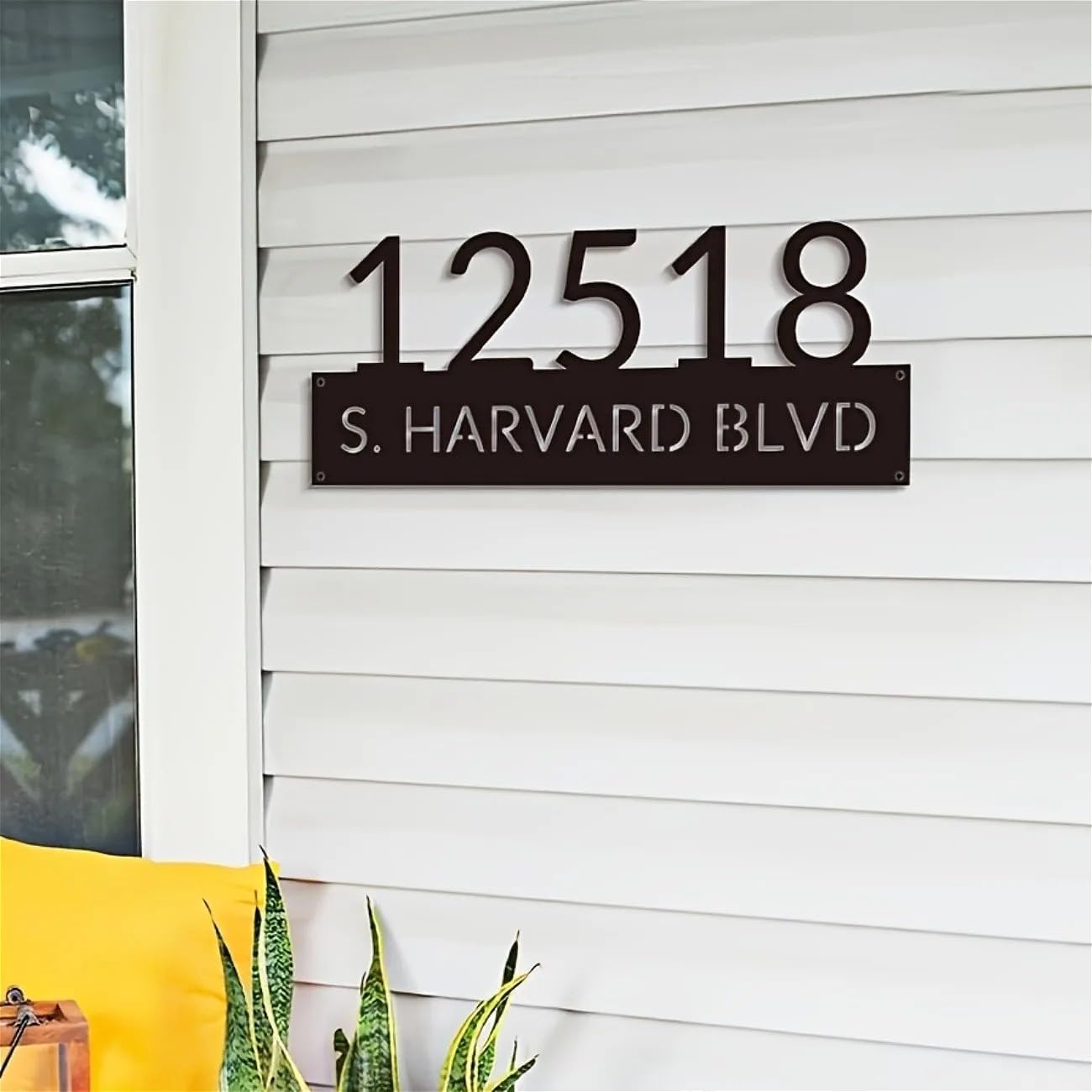 Personalized Custom House Number Sign,Modern Acrylic Address Plaque,Customized Outdoor House Numbers Plate (Black,Length 50cm)