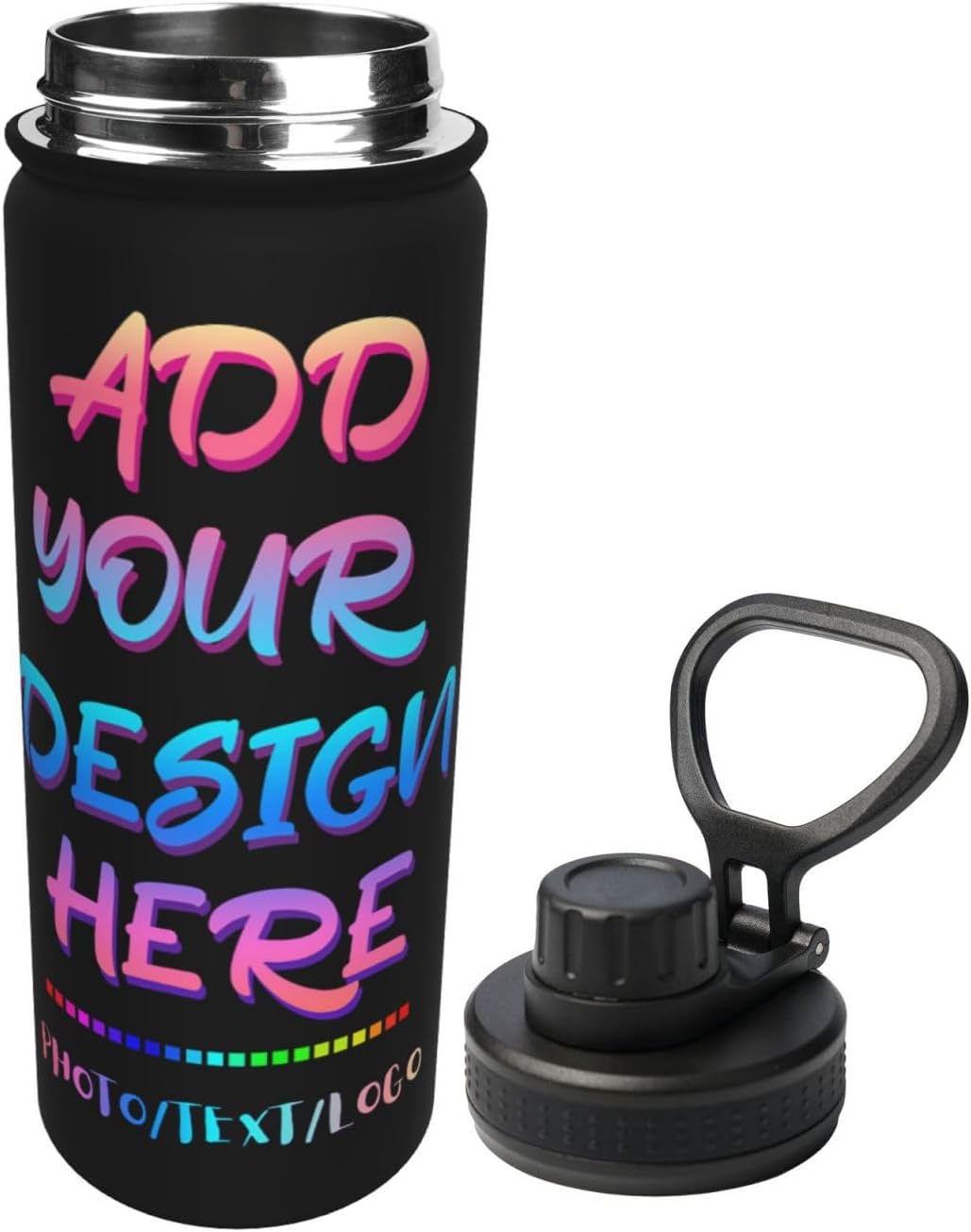 18OZ Custom Insulation Water Bottle Personalized Design Your Own Photo Name Logo Sports Insulated Kettle Stainless Steel Portable Thermos Bottle Good for Outdoor Camping Sports Family