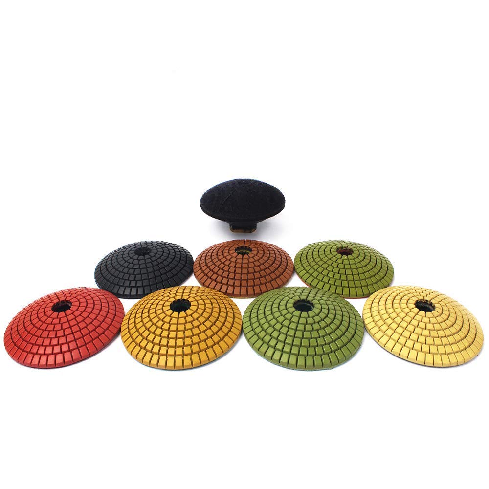 4 Inch Concave Convex Diamond Polishing Pads with Hook and Loop Backer Pad for Marble Granite