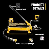 Vista 3 de Bomba manual hidráulica 900cc 10000Psi con medidor de presión para bomba de elevación hidráulica, CP-700B