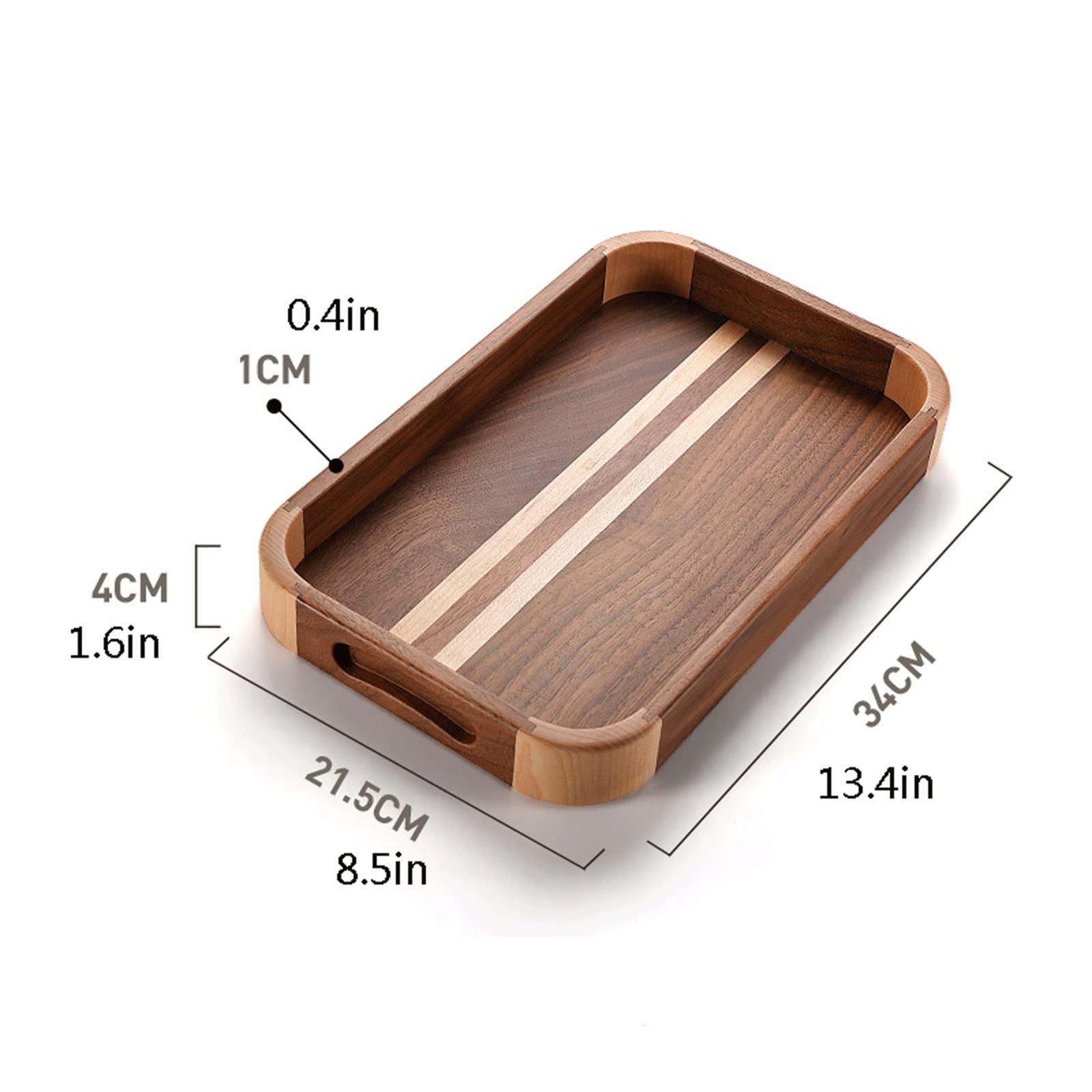 Bandeja Bandeja de Madera Bandeja Bandeja de Bandeja Rectangular Mueca de mortaja y Estructura de tenón Bandeja Multifuncional Bandeja de café Bandeja Antideslizante (Size : B)