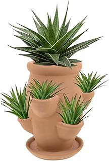 Strawberry Planter Garden Tower with 6 Pocket Terracotta Pot Vertical Ga...