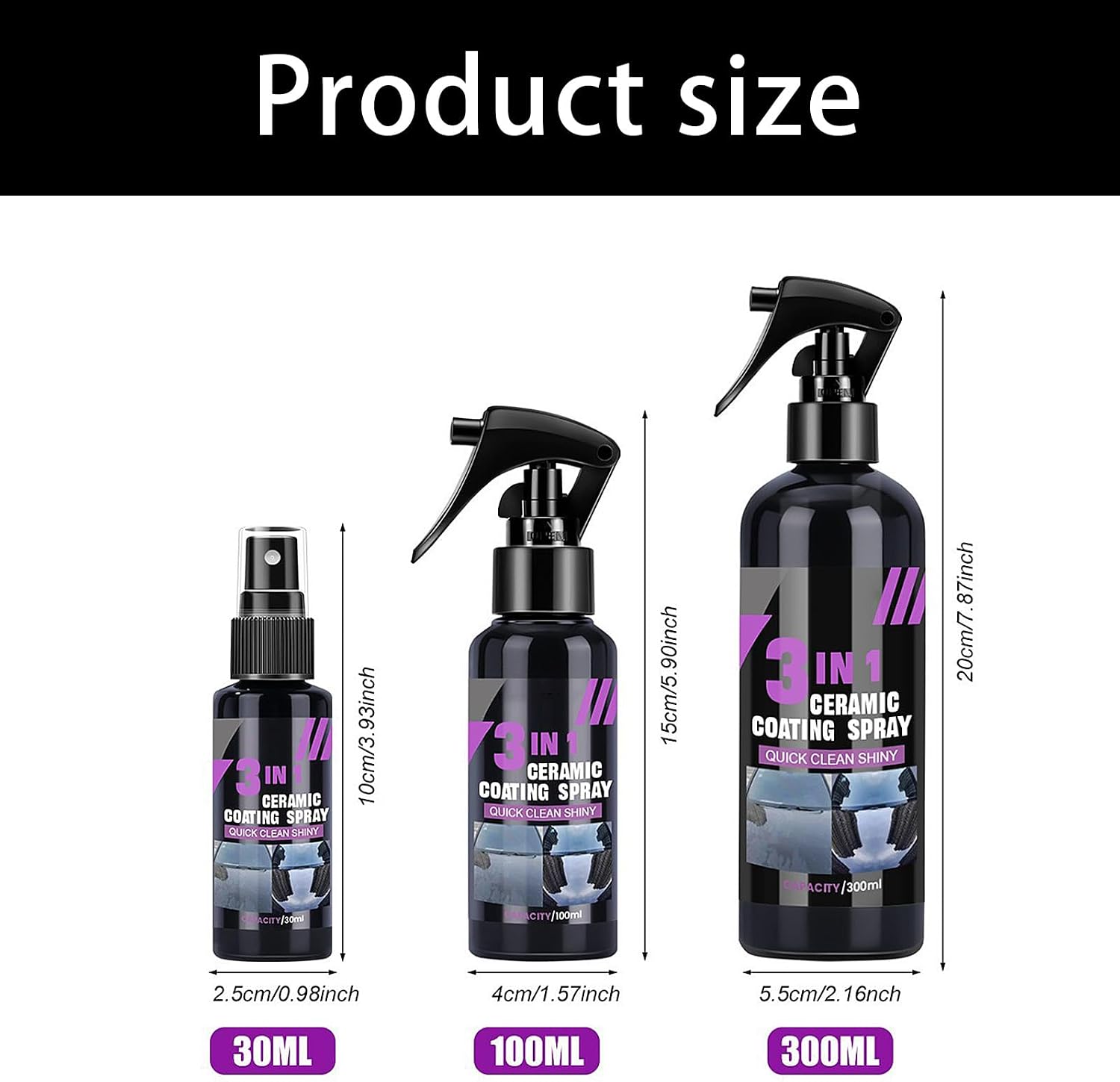 Ceramic Coating Liquid, Wipe Off Car Exterior Paint Glass Gloss Upkeep Auto Detailing Care Product