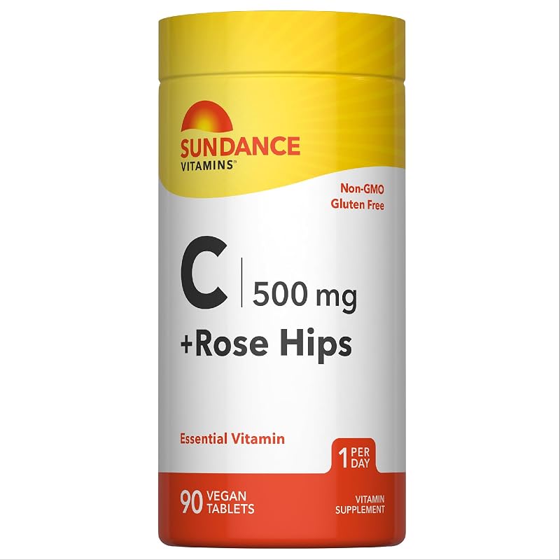 Sundance Vitamina C com rosa-mosqueta 500 mg + 5 mg, 90 comprimidos vegetarianos