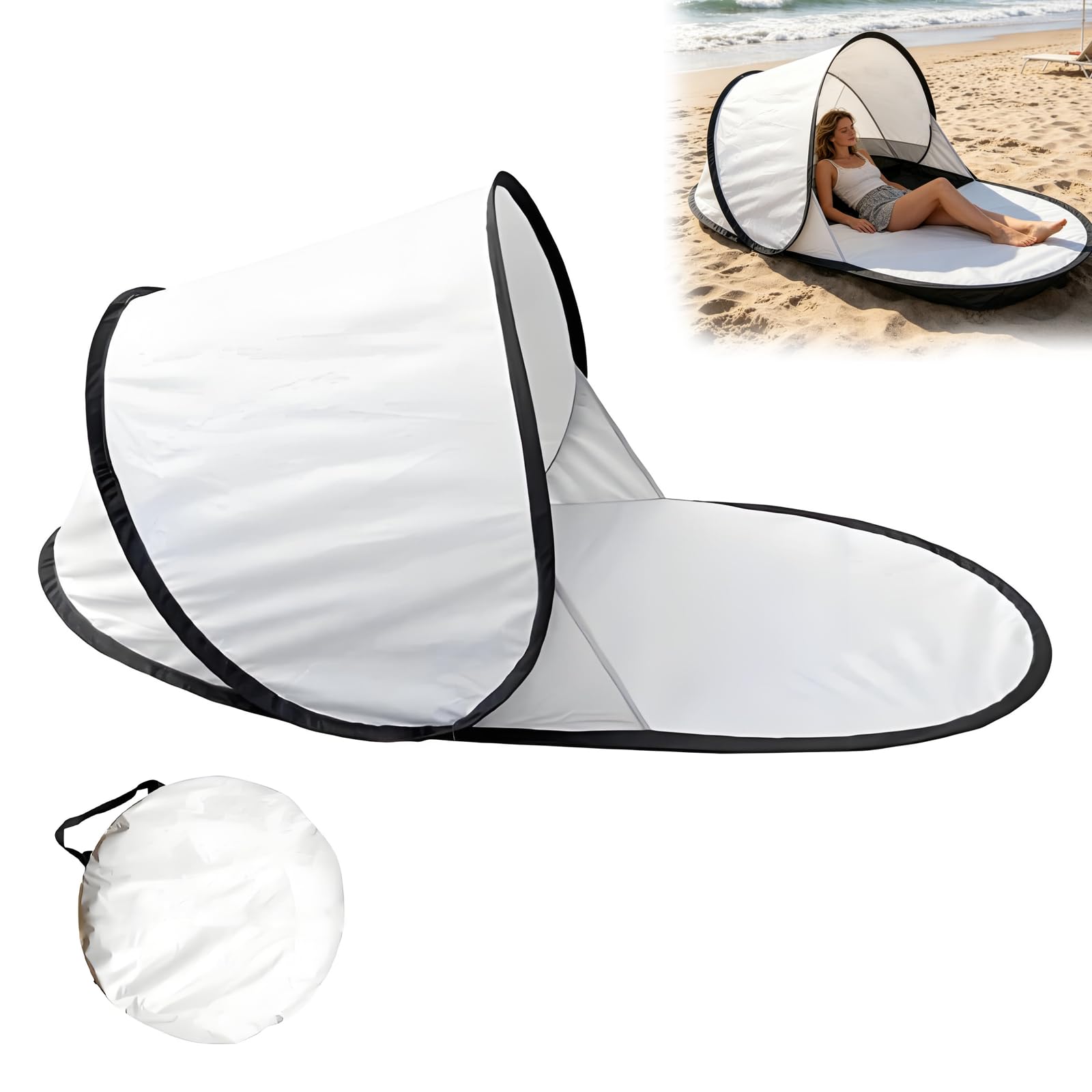 Beach Tent,Super Easy Pop-Up, Large Space,UV Protection Pop Up Beach Tent,Premium Quality, Lightweight & Portable, Versatile Outdoor Shade,Compact Folded Size,Portable & Easy Set Up Outdoor (White)