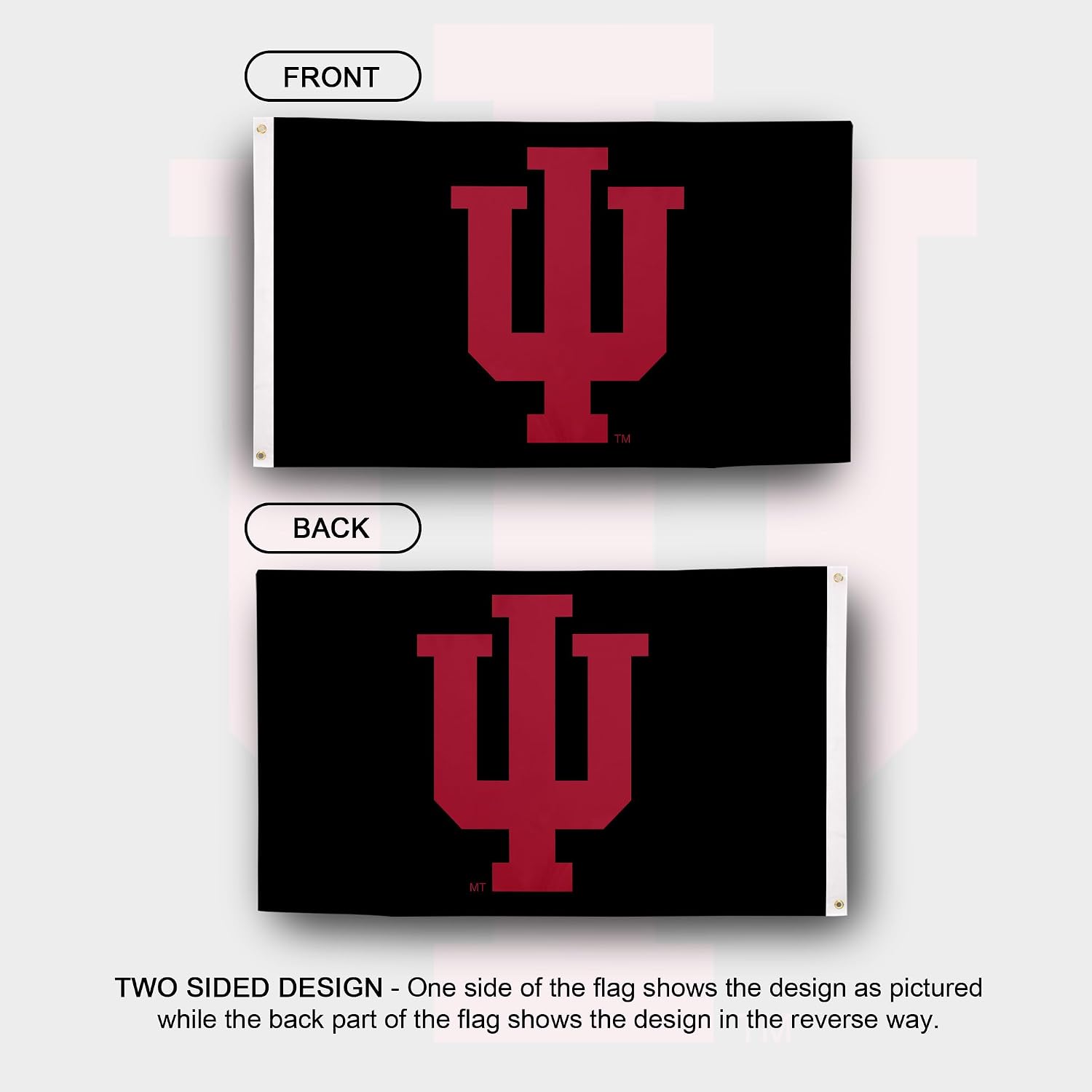 Desert Cactus Indiana University IU Flag - 3 x 5 Feet Hoosiers Banner, Indoor/Outdoor Durable Fabric, 100% Polyester Design (Style H)