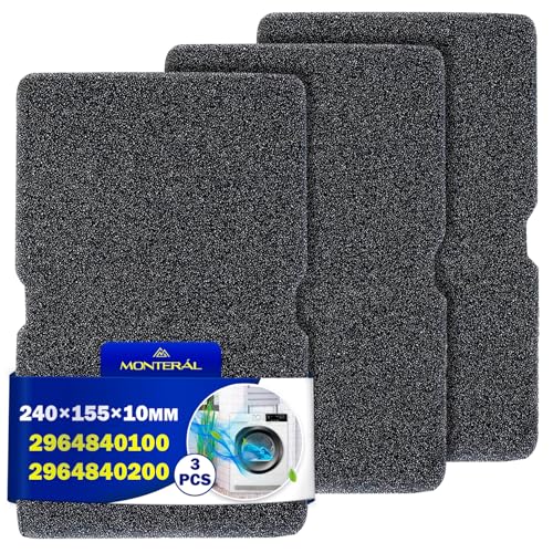 3 Stück Trockner Filter 240 x 155 x 10 mm mit dem Originalcode 2964840100 2964840200 für Beko für Grundig für Blomberg für ElektraBregenz - MONTERAL