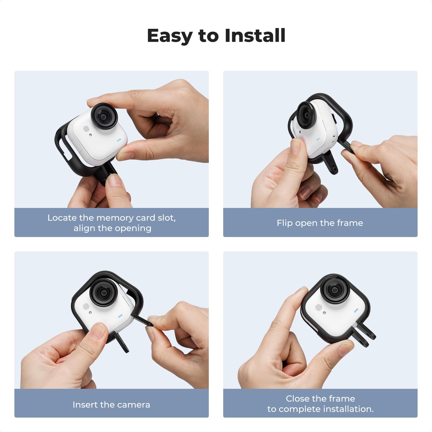 Rama przedłużająca K&F CONCEPT, rama ochronna do klatki kompatybilna z akcesoriami do kamery sportowej Insta360 Go Ultra, rama ochronna z adapterem gwintu 1/4", zestaw montażowy