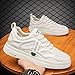 Hhhchpm Mens Fashion Breathable Leather Lace Up Platform Sneakers Casual Non-Slip Round Toe Sneakers for Walking Sport Work Driving (Off-White,9.5)