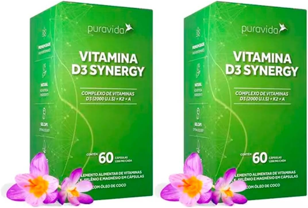 Kit 2x Synergy D3 2000 Ui, K2 Mk7 100mcg 60 Caps Puravida
