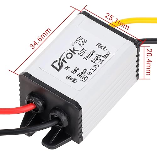 Miniatura 3 de DROK Convertidor Buck de 12 V a 3.7 V, CC 8-35 V a 3.7 V 3A 11 W Módulo de fuente de alimentación de la placa reguladora de voltaje, 5 V, 6 V, 9 V,