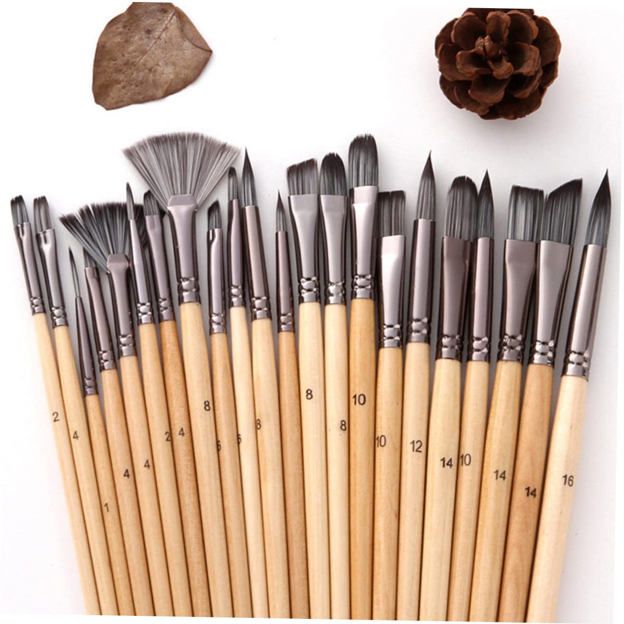 Ensemble de Pinceaux D’Art 24 Pièces pour Artistes, Poils Nylon