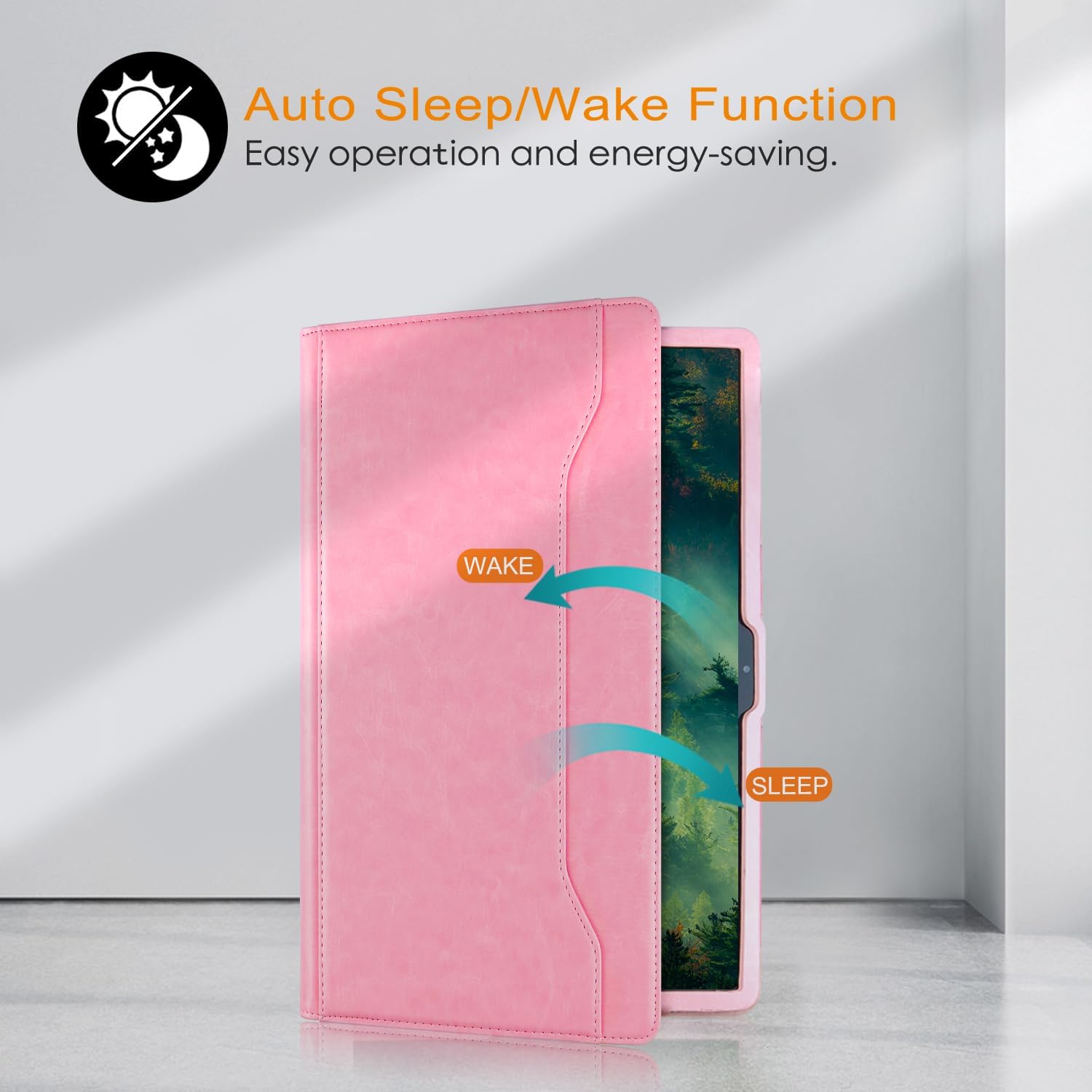 Case for Samsung Galaxy Tab S10 Plus/S9 FE Plus/S9 Plus 12.4/S8 Plus/S7 Plus/S7 FE Tablet,Multi-Angle Viewing Protective Cover with Pocket,Handstrap and Pen Holder,Auto Wake/Sleep,Pink