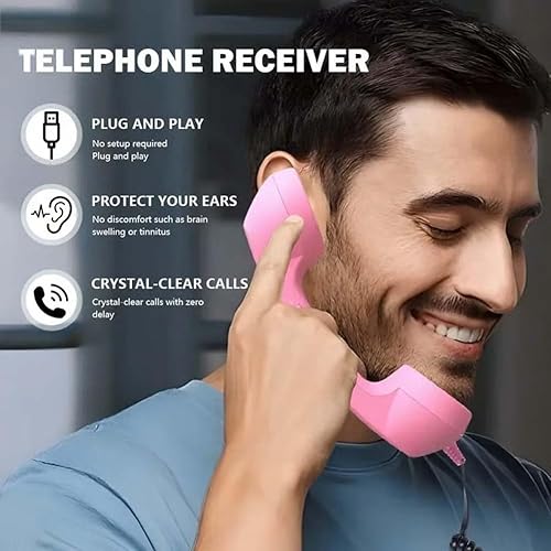Miniatura 3 de Auricular retro para iPhone y Android, receptor de teléfono celular con micrófono y altavoz, teléfono vintage de la vieja escuela para teléfonos
