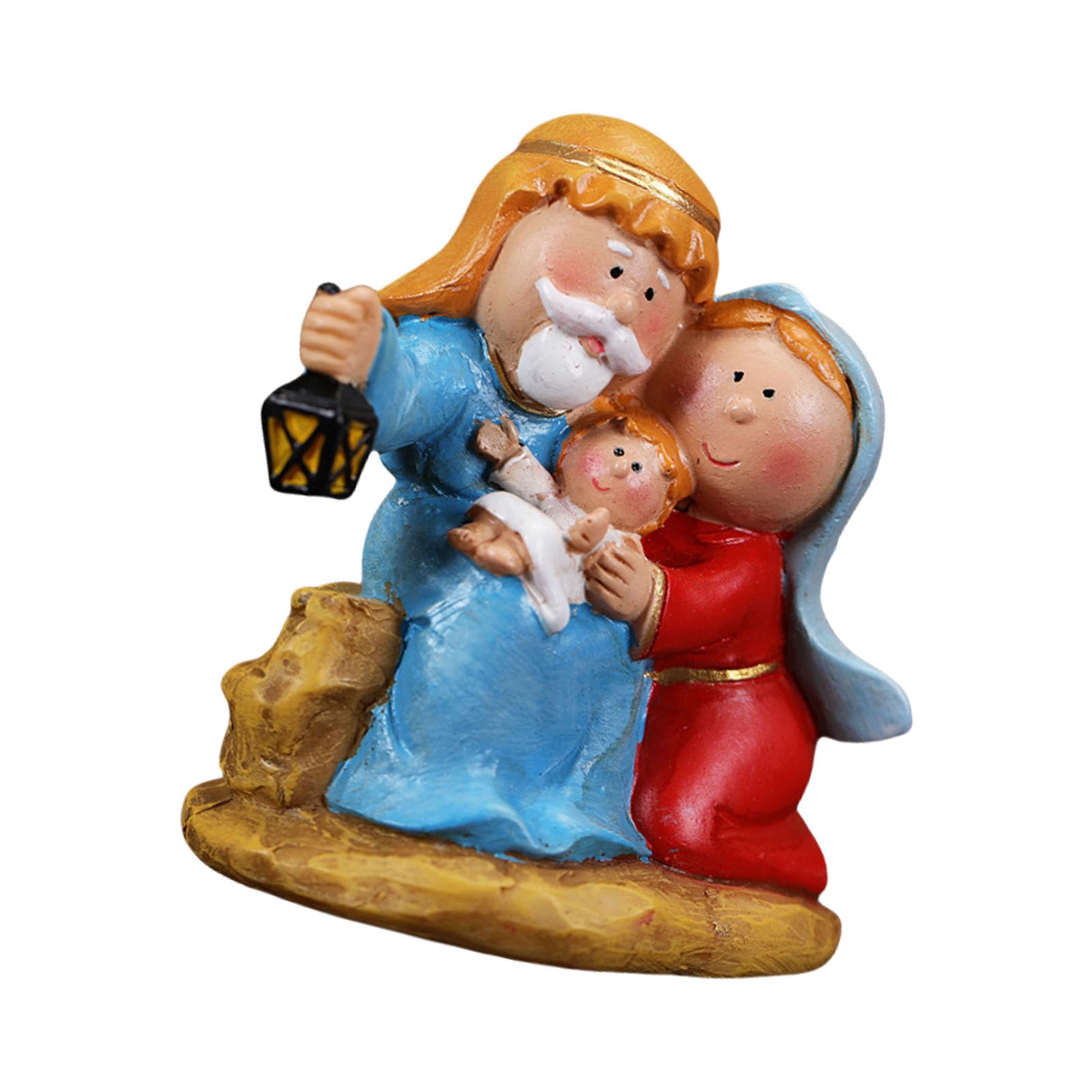 sodeber Resins Cartoon Nativity Scene Figurines Christmas Decorations Miniature Holiday Display Ornament for Tabletop Mantels Manger Scene Ornament