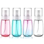 Cosywell Fine Mist Spray Bottles TSA Approved 2oz 60ml 4 Pack Leak Proof Fine Mist Spray Bottles Empty Plastic Refillable Mist Sprayer for Perfume Essential Oils Toners Rose Water Cosmetics(4Colors)