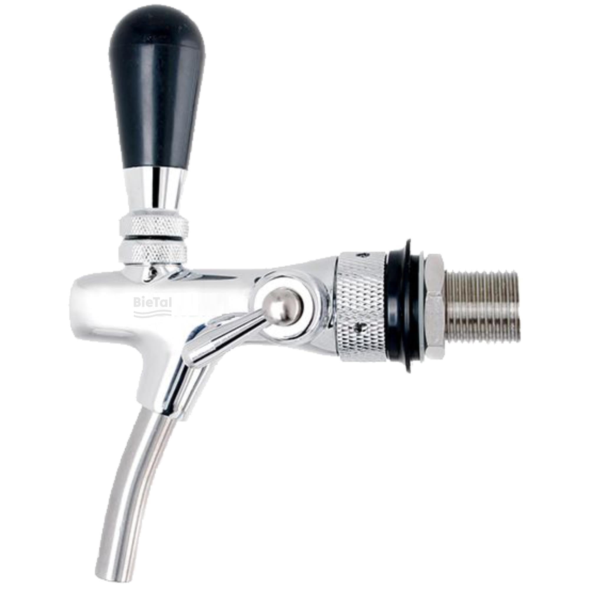 Kompensatorhahn BieTal® Schankhahn Messing verchromt 5/8 Zoll 35 mm Stutzen Zapfhahn mit Kompensator für Bierzapfanlage - Schaumreduzierter Bier Ausschank | Ideal für Gastronomie & Zapfanlagen