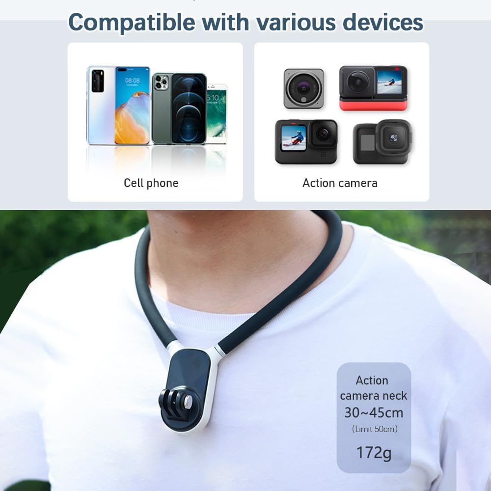 Andoer Magnetic POV Neck Mount Compatible with GoPro 12/11/10/9/8/7 Insta360 DJI Osmo Action Cameras and Smartphones