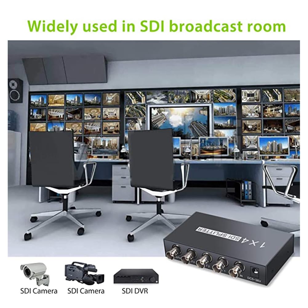 Répartiteur SDI Numérique 1X4 Répartiteur Multimédia Adaptateur D'Extension SDI avec Vidéo TV 1080P pour Projecteurs, Prise Moniteur-UE Facile à Utiliser