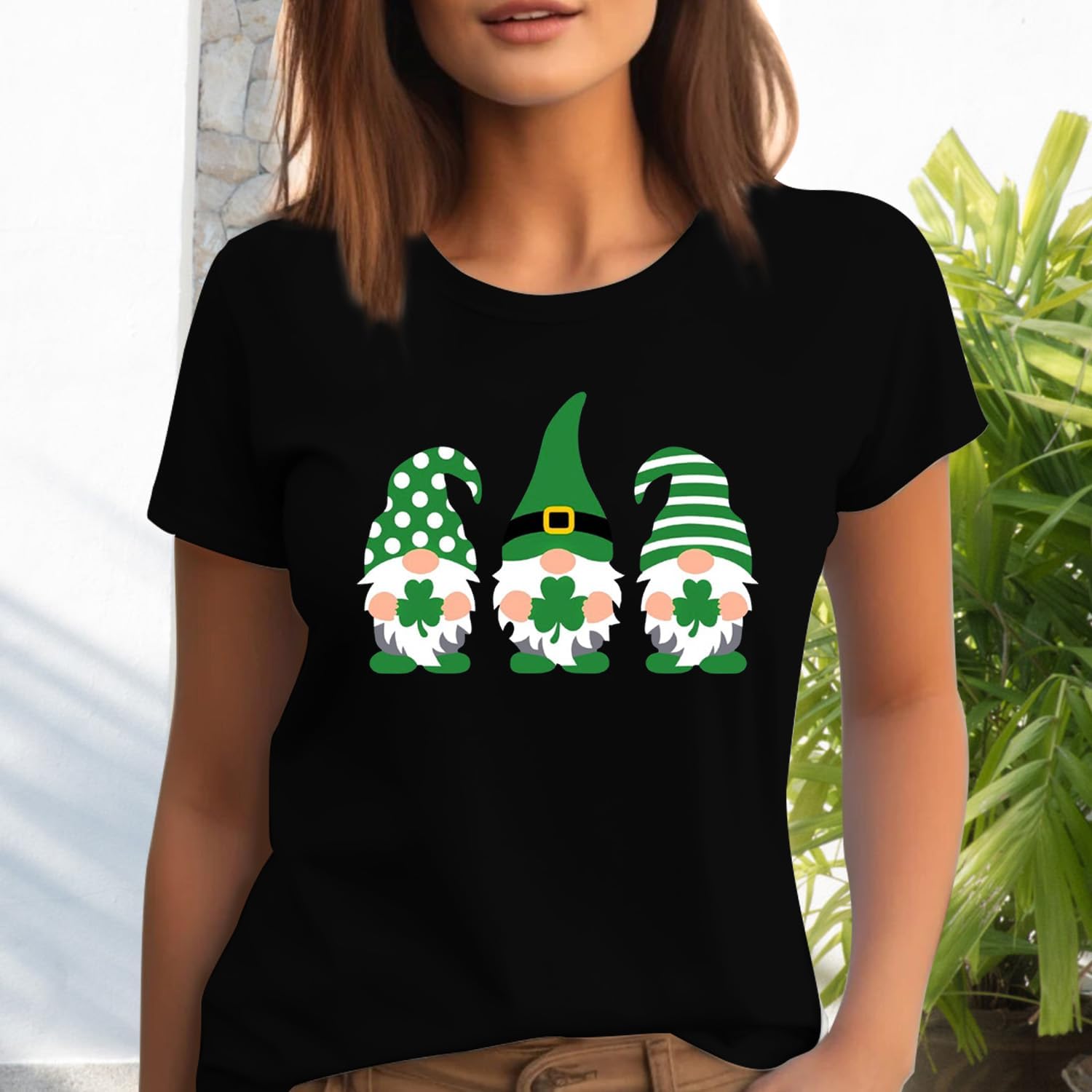 St Patricks Day Shirts for Women Lucky Irish Shamrock Shirt St Pattys Day Short Sleeve - Image 4