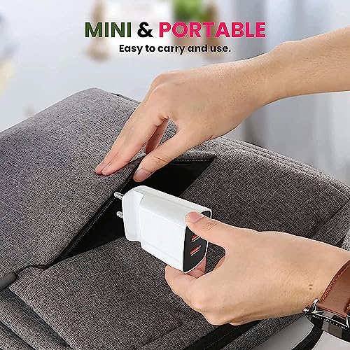 Image of Dual Port Charger for Vivo Y21T / Y 21 T Charger Original Adapter Like Wall Charger | Mobile Charger | Fast Charger | Android USB Charger With 1 Meter USB Type C Charging Data Cable (3.4 Amp, 2-Port, TS1, White)