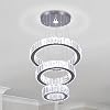 Adjustable 3 Ring Crystal Pendant Light Led Crystal Chandelier Stainless Steel LED Ceiling Light Round Pendant Lamp for Bedroom,Living Room,Kitchen Cool White [Energy Class E]