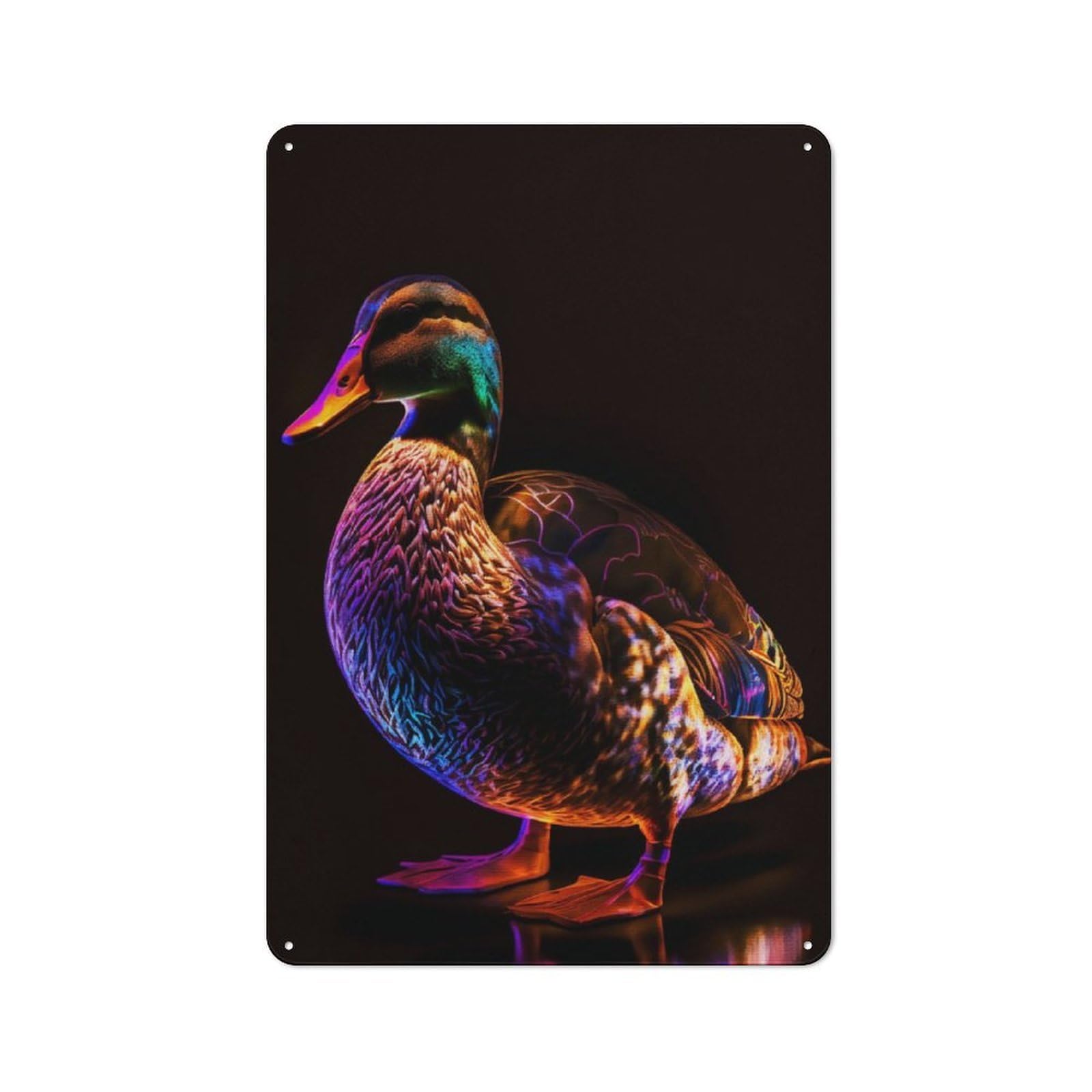 Junmoney Neon Duck 30X20cm Vintage Metal Plaque With For Garage Or Workshop, A Christmas Gift For People Styling Garage And Workshop