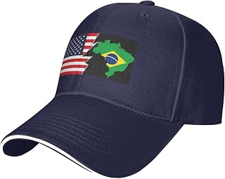 Brazil Terrain Map and America Baseball Cap for Men Women Hats Low Profile Outdoor Trucker Hat