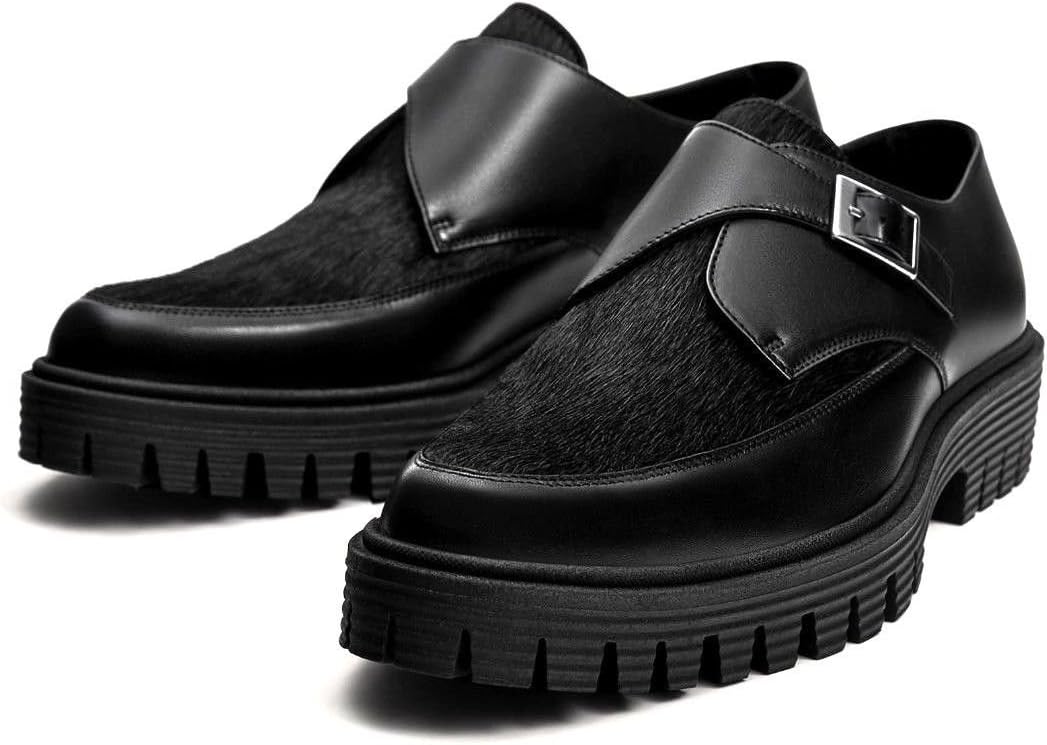 Black Leather Shoes with Buckle