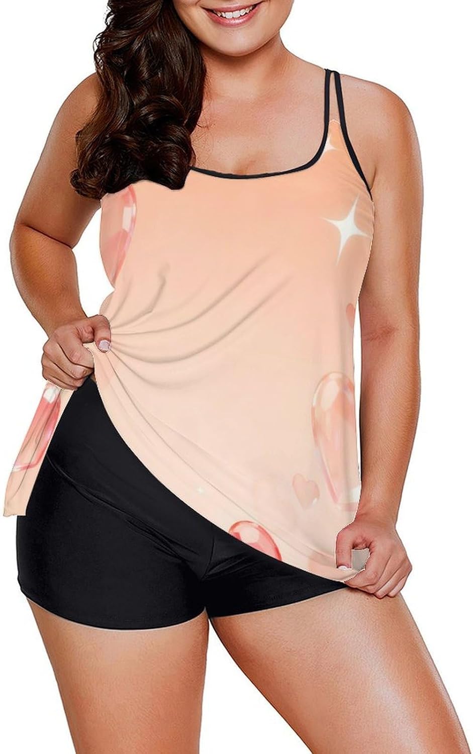 Tankini Swimsuit Set for Women, Tummy Control Loose Fit Tank Top with Shorts for Vacation
