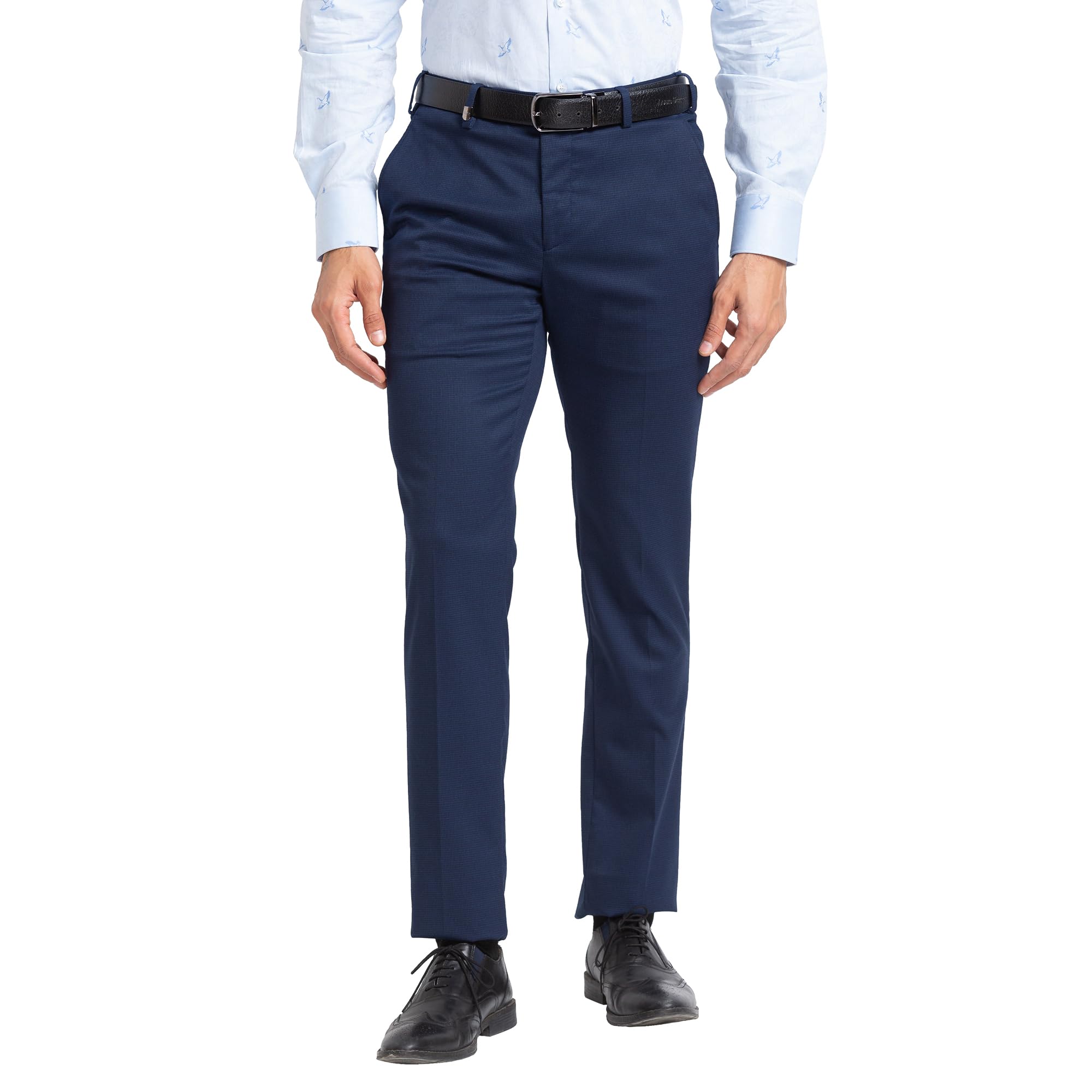 park avenue Men's Polyester Blend Checks Pattern Super Slim Fit Flat Front Formal Trouser-picture-19