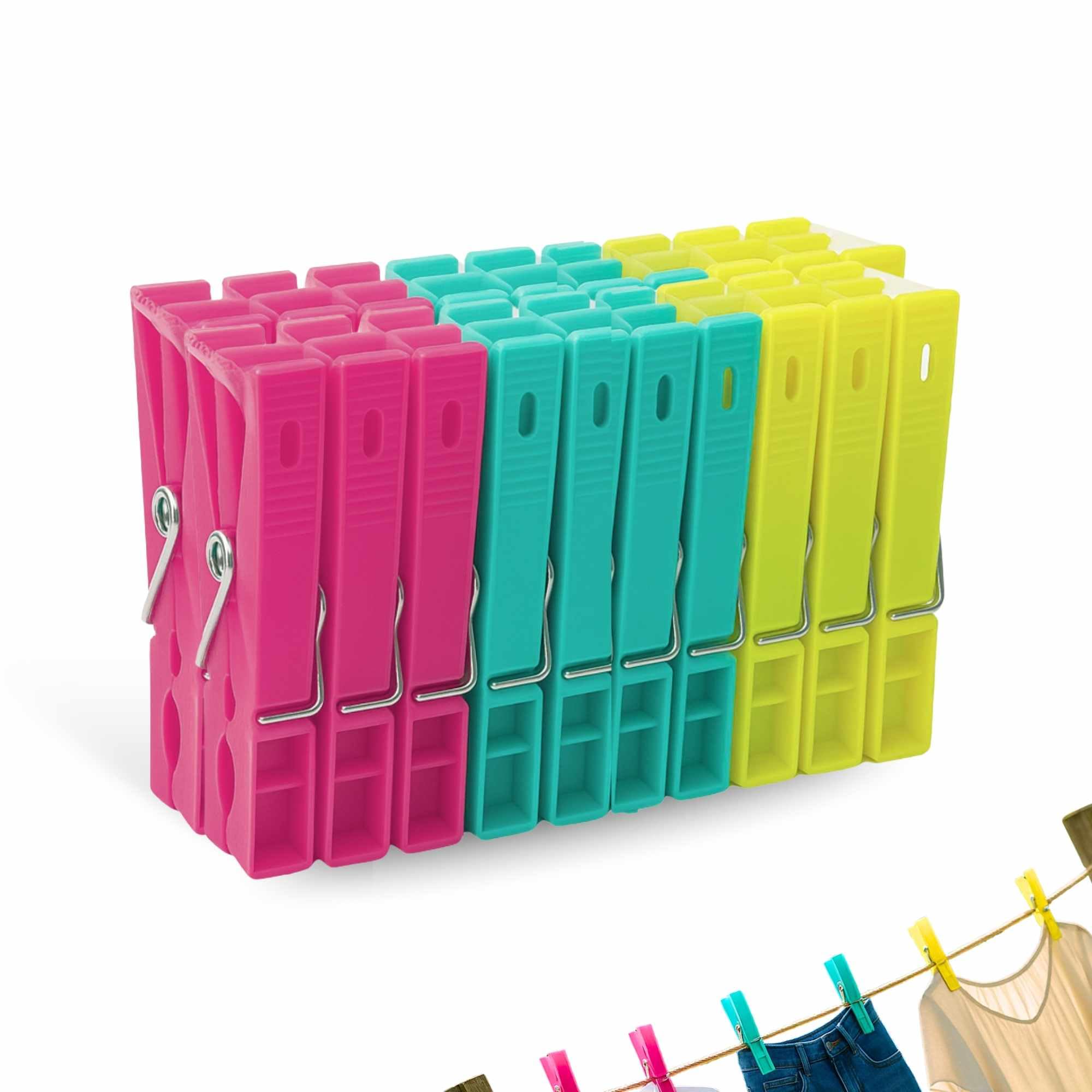 TECHZOCO Pinzas para Tender, Pinza de Ropa, Pinzas para canasto, Plástico Resistentes, aptas para Interior y Exterior, Longitud de 7 cm, Plástico, Incluye 20 Unidades Multicolor