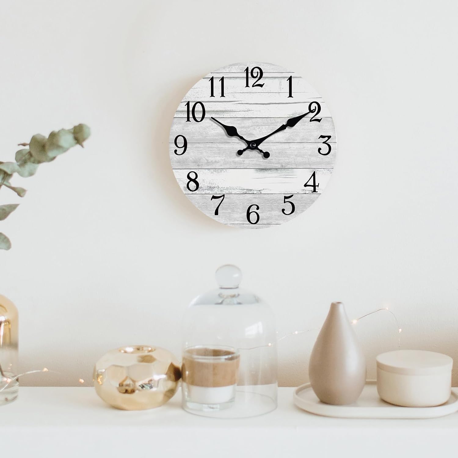 KECYET Wall Clock Battery Operated 12 Inch Gray Silent Non Ticking Country Rustic Design Vintage Retro Decorative for Bathroom Kitchen Bedroom