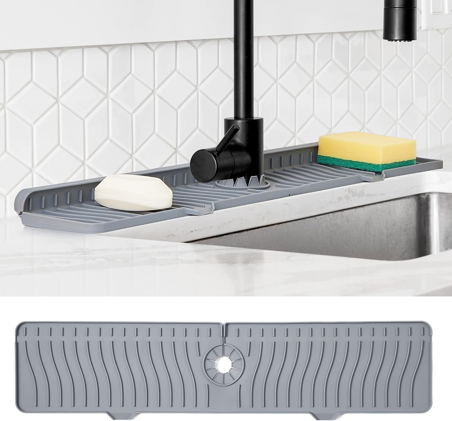 See full amazon price history chart for UNIQUE CART®Sink Splash Guard, Silicone Faucet Handle Drip Catcher Tray, fits Faucet Bottom Sponge Holder Sink Protectors Mat for Kitchen Bathroom Sink Accessories (Grey) UNIQUE CART®Sink Splash Guard, Silicone Faucet Handle Drip Catcher Tray, fits Faucet Bottom Sponge Holder Sink Protectors Mat for Kitchen Bathroom Sink Accessories (Grey) (B0CKX7T3X5) Amazon Price History, Amazon Price Tracker