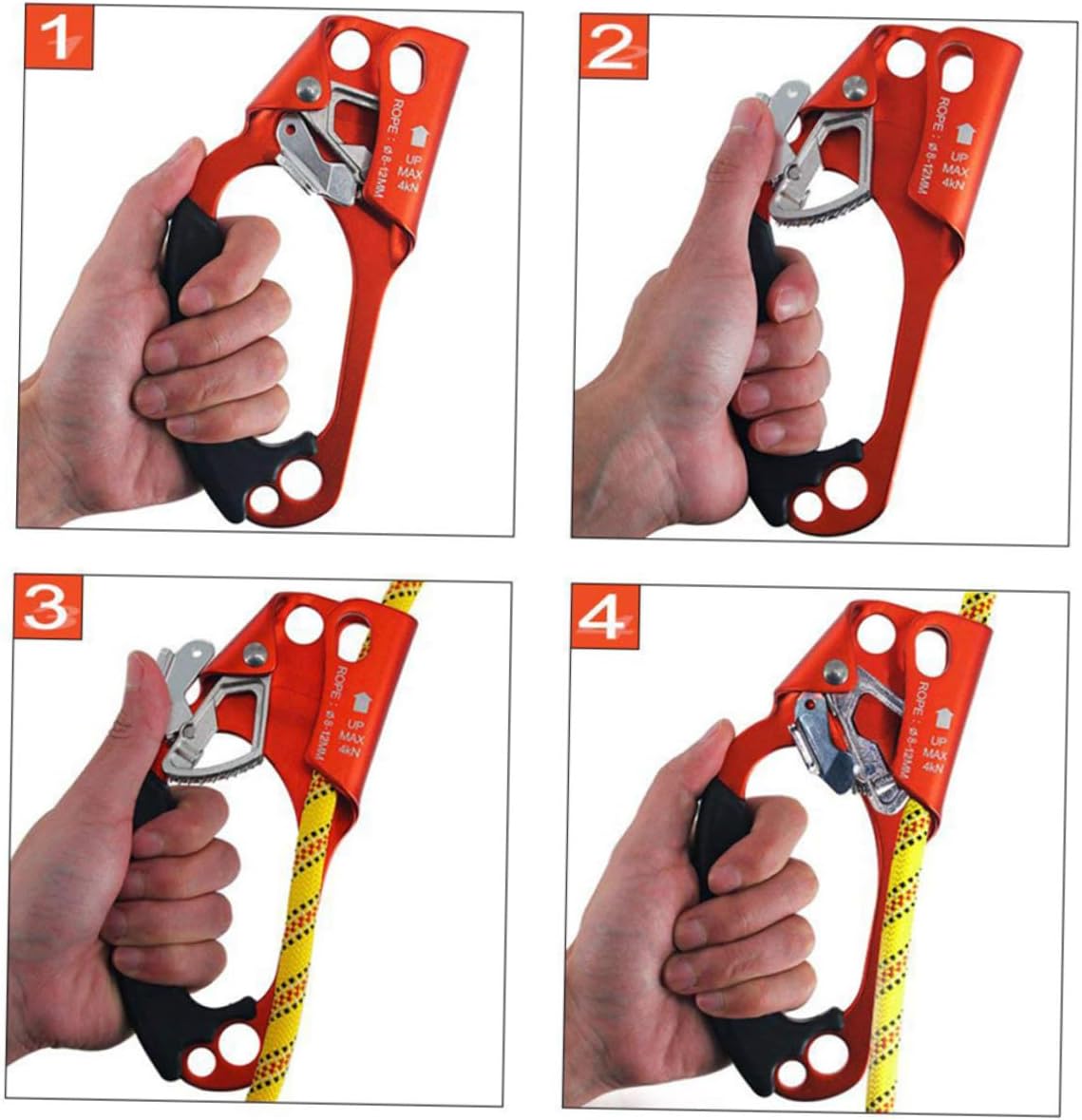 Yardwe Right-Handed Climbing Handheld Riser Clamp 8-12mm Diameter Rope Mountaineering Equipment Ergonomic Design for Safety