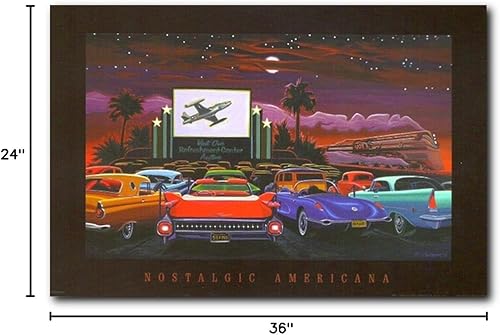 Miniatura 2 de Cuadro decorativo para pared, póster con texto en inglés The Drive In Nostalgic Americana (24 x 36 pulgadas)