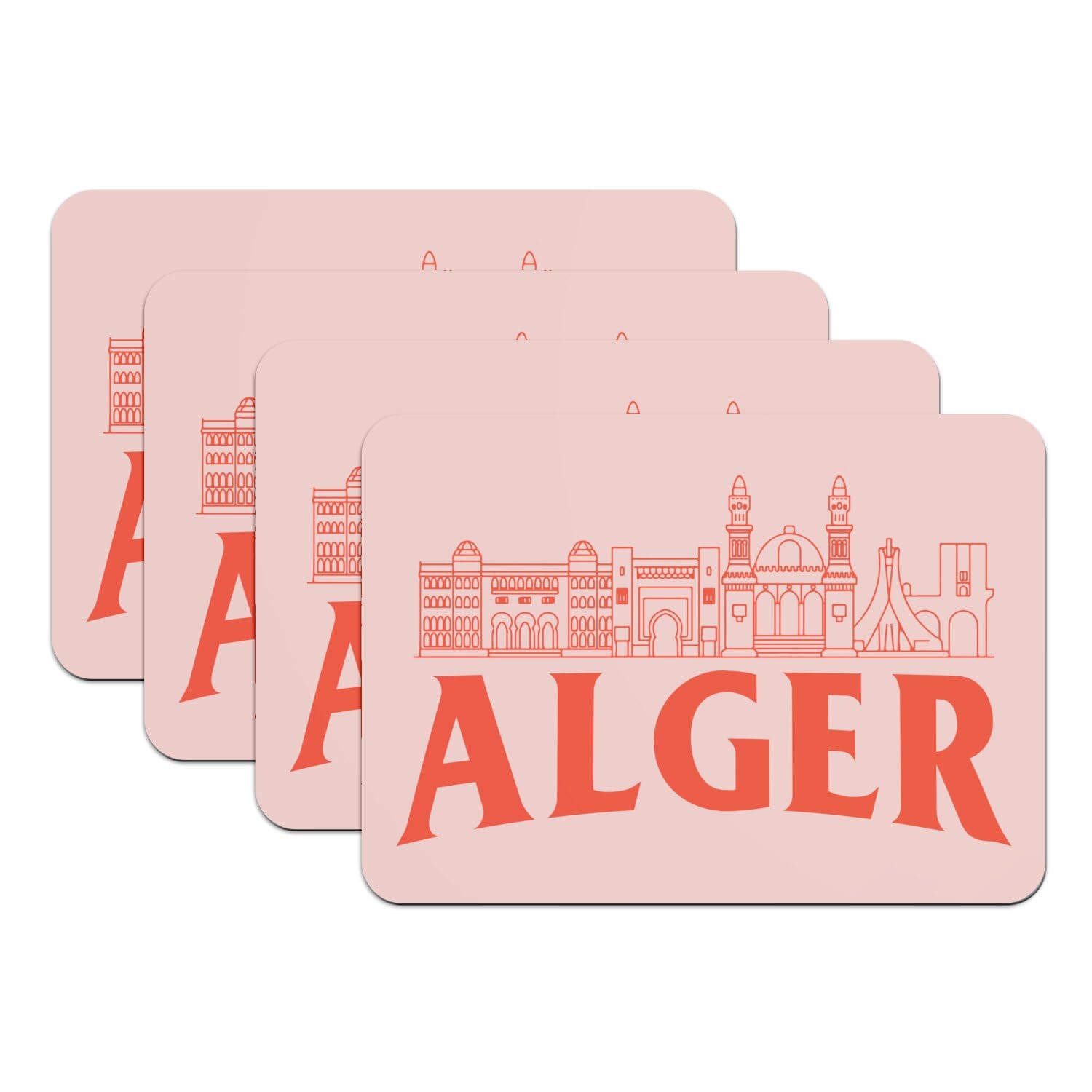 Sets de table Alger rose grand format en caoutchouc pour décoration table cuisine moderne