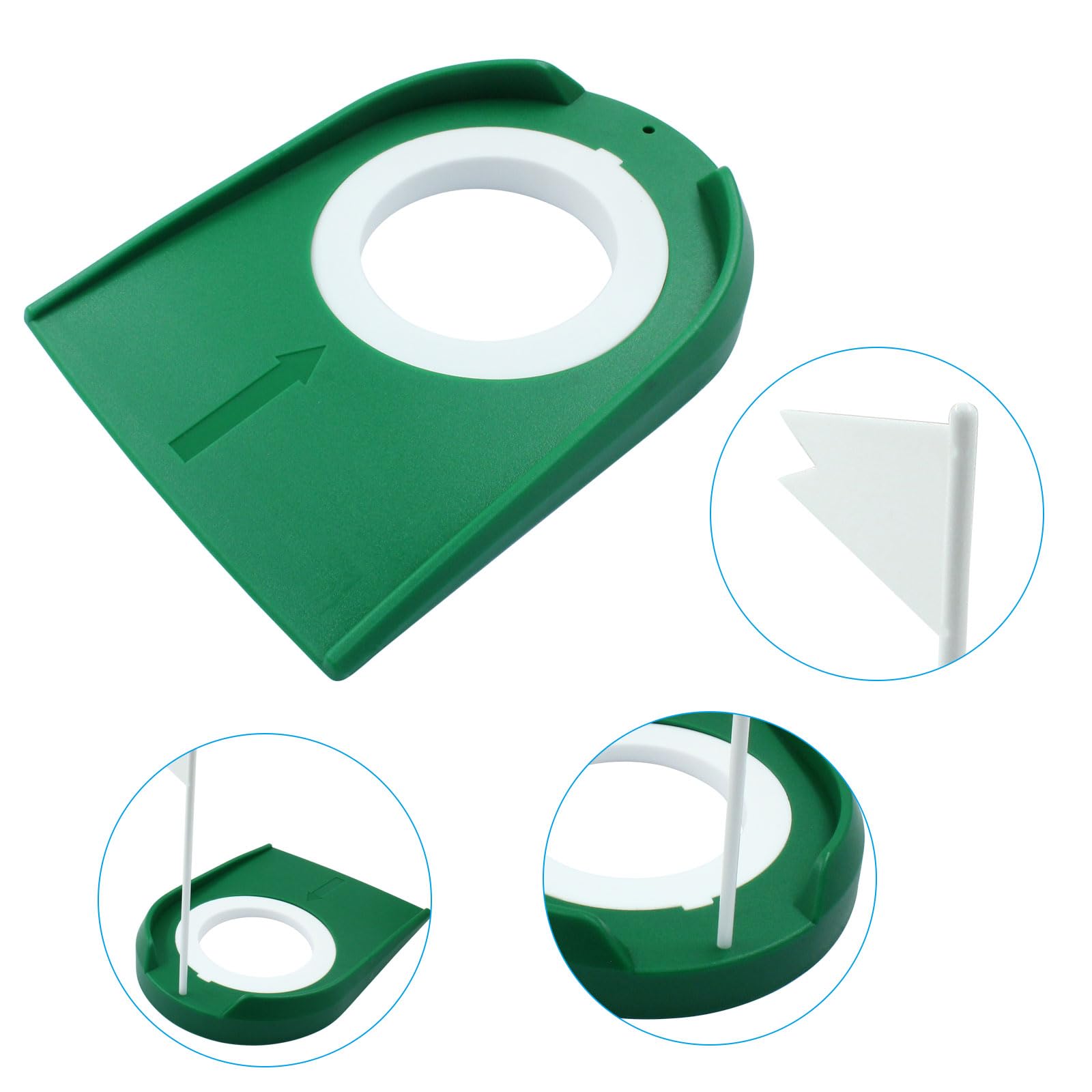 Coufce 2 Pack Practice Golf Putting Cup Hole with Flag Ideal Training Aids for Indoor and Outdoor Golf Practice Sessions (Green,Black)