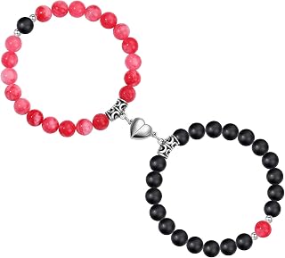 GIEIWIW Magnetic Bracelets for Couples Love Bracelets Distance Natural Beaded Bracelet Valentines Day Gifts